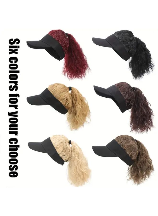 Women High Temperature Fiber Curly Ponytail Wig 12inch Adjustable Net Cap - Image 2