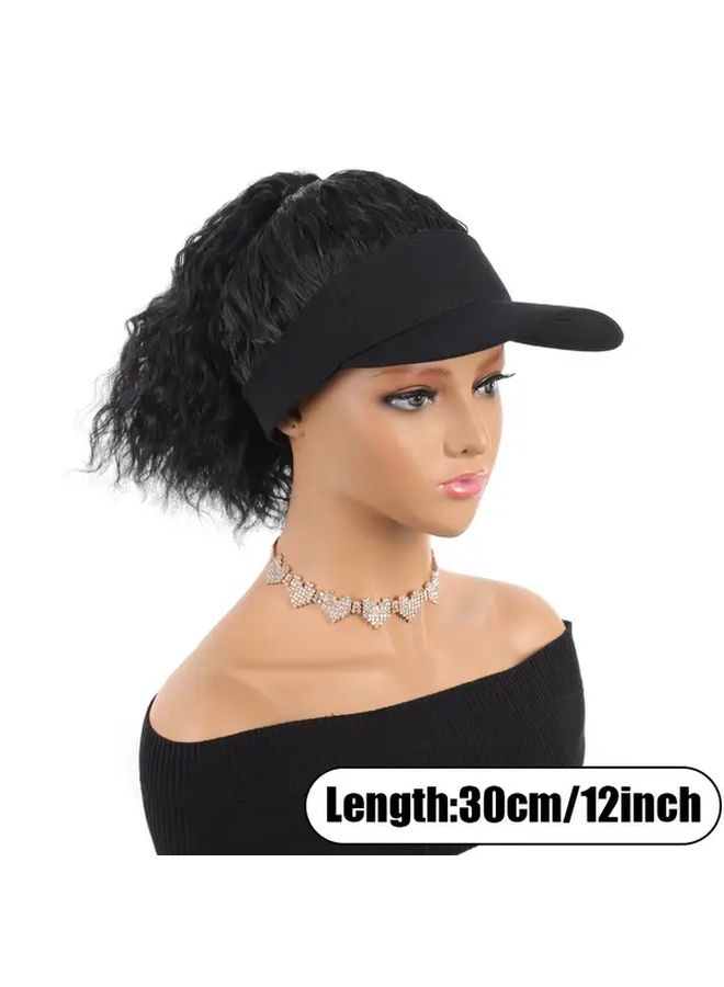 Women High Temperature Fiber Curly Ponytail Wig 12inch Adjustable Net Cap - Image 4