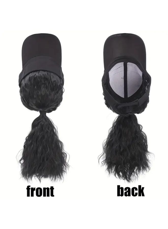 Women High Temperature Fiber Curly Ponytail Wig 12inch Adjustable Net Cap - Image 5