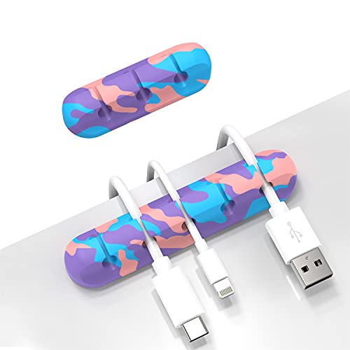 INCHOR Cable Organizer, Cord Organizer Cable Management, Cable Clips USB Cable Holder Wire Organizer Cord Clips,(5, 3 Slots Colourful) - Image 1