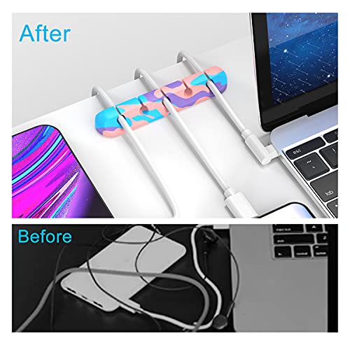 INCHOR Cable Organizer, Cord Organizer Cable Management, Cable Clips USB Cable Holder Wire Organizer Cord Clips,(5, 3 Slots Colourful) - Image 2