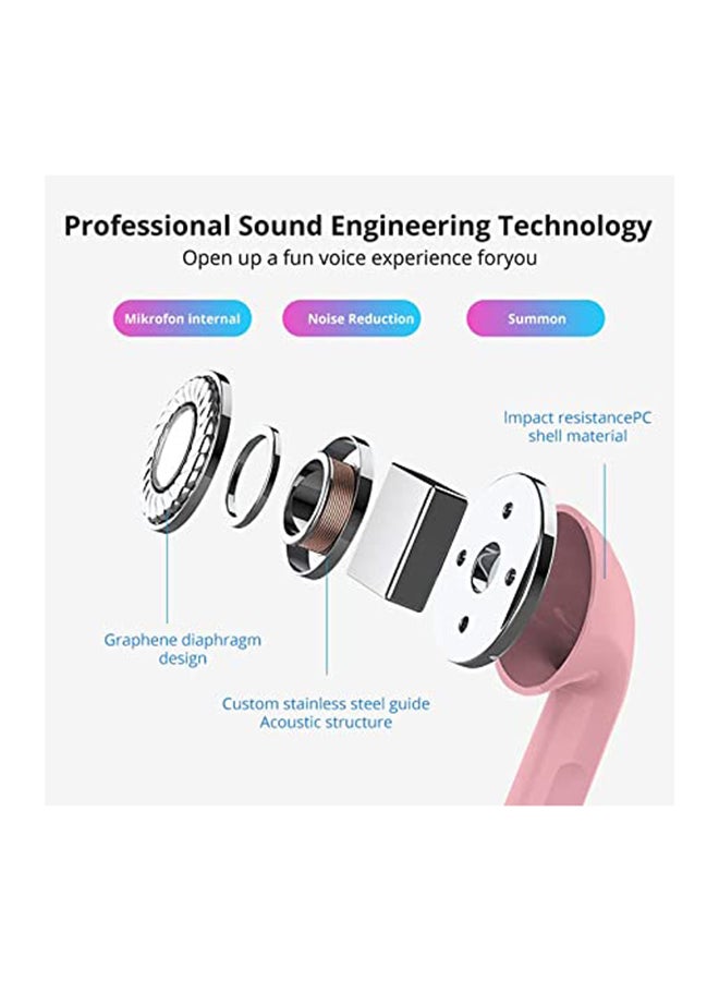 بيوينتي سماعات أذن داخلية Inpods 12 تعمل بتقنية البلوتوث مع ميكروفون وحقيبة شحن، باللون الوردي - Image 3