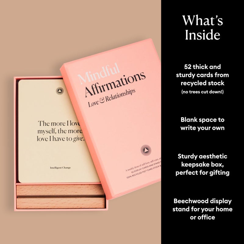 Intelligent Change 52 Mindful Affirmation Cards for Love and Relationships, Daily Words of Inspiration, Self Care Positive Affirmation Cards for Women with Stand, Gifts For Women, Mothers Day Gifts - Image 5