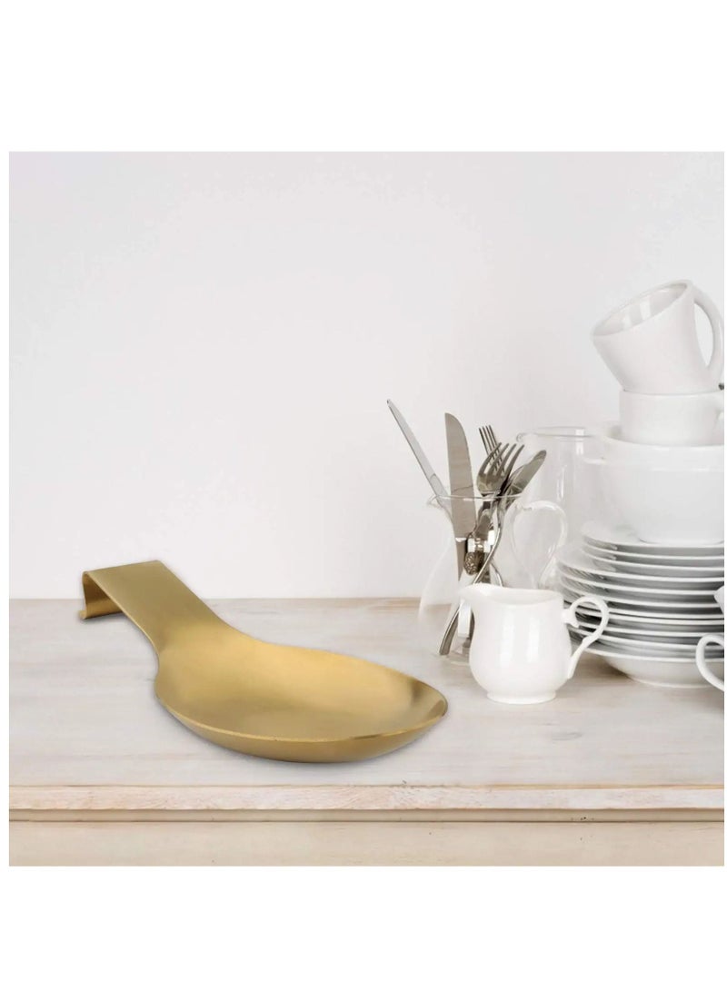 NIBEMINENT Gold Spoon Rest for Kitchen Counter, Stainless Steel Holder Stove Top, Spatula Ladle Utensils Holder, Accessories - Image 5