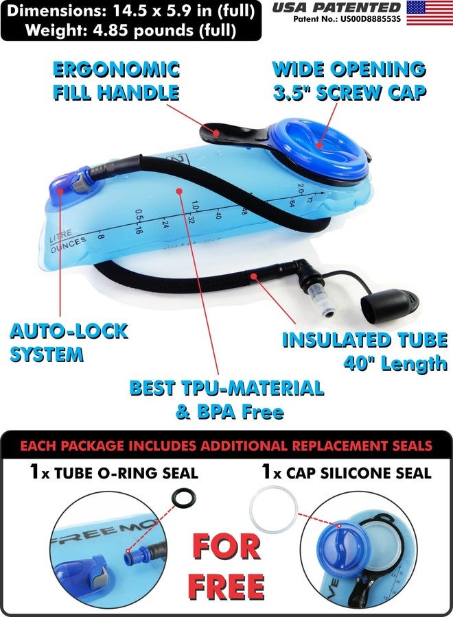 FREEMOVE 2L Hydration Bladder & Cooler Bag > Keeps Drink Cool & Protects Bladders > Leak Proof Camel Water Pack for Backpack > Tasteless & BPA Free TPU Material, Quick Release Insulated Tube with On/Off Valve - Image 3