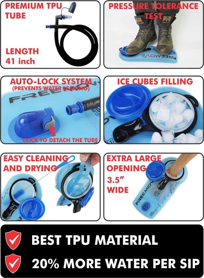 FREEMOVE 2L Hydration Bladder & Cooler Bag > Keeps Drink Cool & Protects Bladders > Leak Proof Camel Water Pack for Backpack > Tasteless & BPA Free TPU Material, Quick Release Insulated Tube with On/Off Valve - Image 4