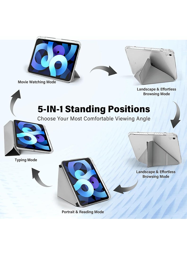 Theodor Case for iPad Air 11 inch M3 2025/Case for iPad Air 11 inch M2 2024 and iPad Air5 10.9 inch 2022/Air4 10.9 inch 2020 Gen with Pencil Holder 8 Mutil Angles Folding Auto Wake/Sleep,Cover for air 5th/air 4th 10.9inch 2022/2020,air 6th/air 7th 11inch 2025/2024- Grey - Image 3