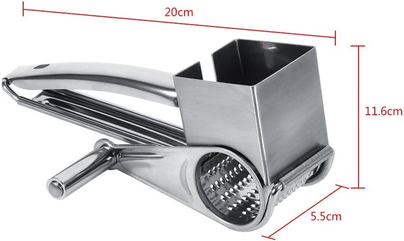 klarako Cheese Grater, Multipurpose Stylish Design Kitchen Stainless Steel Rotary Cheese Grater Slice Shred Tool - Image 5