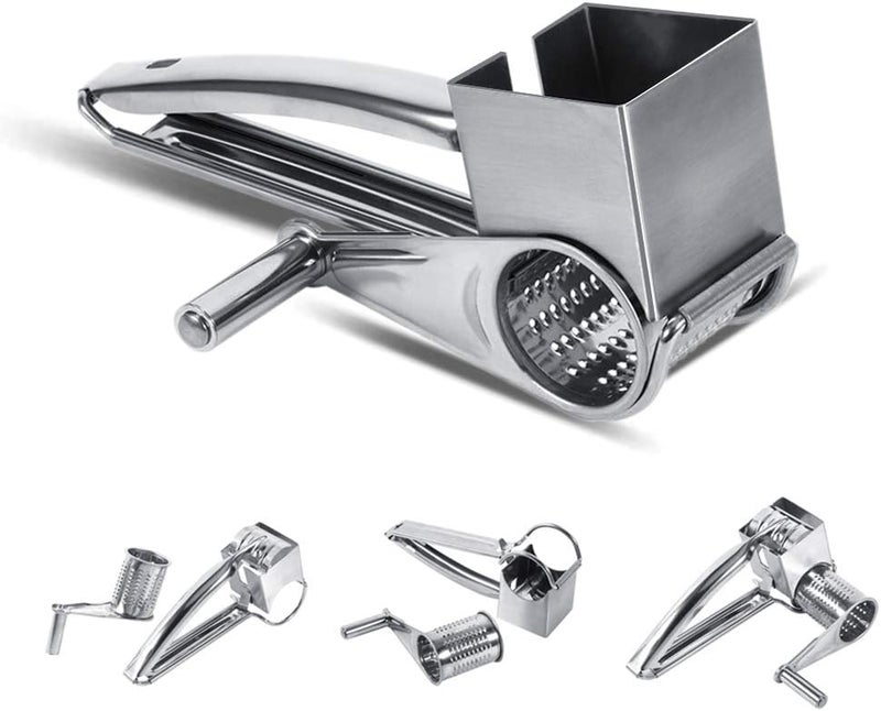 klarako Cheese Grater, Multipurpose Stylish Design Kitchen Stainless Steel Rotary Cheese Grater Slice Shred Tool - Image 4