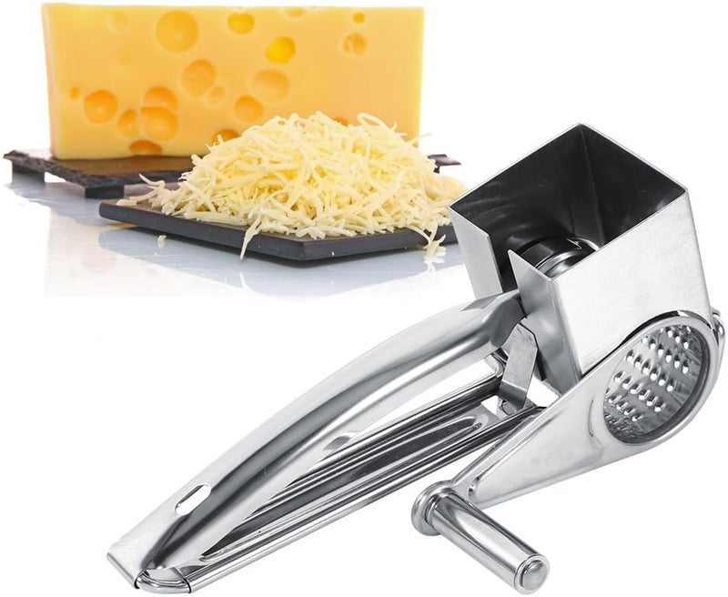 klarako Cheese Grater, Multipurpose Stylish Design Kitchen Stainless Steel Rotary Cheese Grater Slice Shred Tool - Image 1