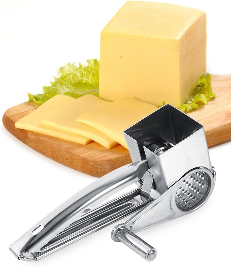 klarako Cheese Grater, Multipurpose Stylish Design Kitchen Stainless Steel Rotary Cheese Grater Slice Shred Tool - Image 3