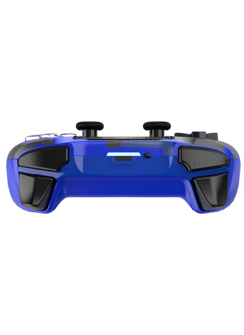Log Electronics - Blue Camo Wireless Controller Compatible with PS4/PS4 Pro/PS4 Slim/PC/iOS 13.4/Android 10, Gaming Controller with Touchpad, Motion Sensor, Speaker, Headphone Jack, LED and Back Button - Image 1