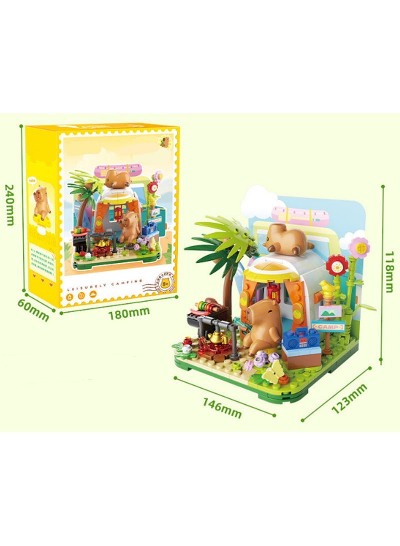 Camping Capybara Model Set Building Blocks Creative Diy Simulation Collection Building Assembly Toys Children Adult Home Furnishings - Image 2