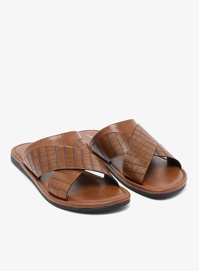 Robert Wood Croc Emboss Cross Strap Sandals