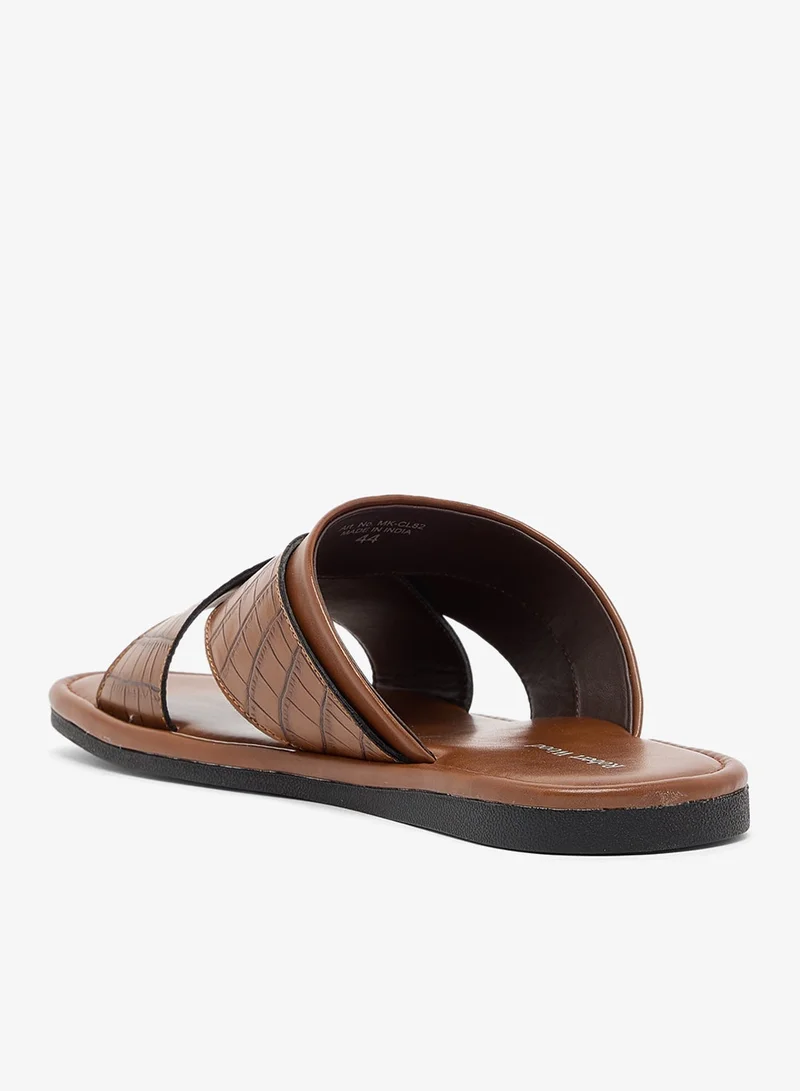 Robert Wood  Croc Emboss Cross Strap Sandals for Men | Best Price UAE