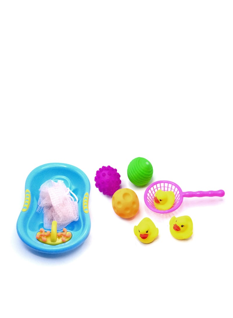 Vinyl Duck Bath Set for Kids Fun Floating Rubber Ducks Safe & Non Toxic Bath Time Play Toys for Babies & Toddlers Encourages Sensory Play Perfect Gift for Boys & Girls Ages 0+  - Image 1