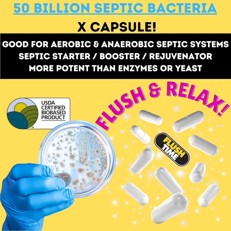 FLUSHTIME Flushable Septic Tank Treatment Capsules | 6 Month Supply – 6 Capsules | Eco-Friendly Nano-Tech Formula for Homes, RVs, Boats | Prevent Backups & Odors | Easy to Use | Made in USA - Image 4