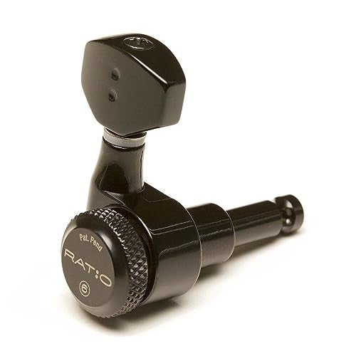 RATIO PRL-8721-B0 : RATIO LOCKING TUNED MACHINE HEADS - ELECTRIC 6 IN LINE CONTEMPORARY MINI BLACK 2 PIN - Image 5