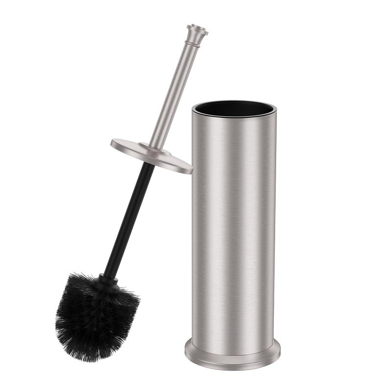 UNCONSIL Stain Nickel Toilet Brush and Holderï¼ŒExtra Long Handled Toilet Brush for Bathroomï¼ŒStainless Steel Heavy Duty Toilet Bowl Brush,Removable Inner Bowl,Deep Cleaning Dense Bristles Brush -Space Saving - Image 1
