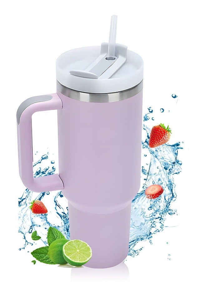 ROEIEIS Tumbler 40 oz with Handle and Straw Lid, 1200mlStainless Steel Vacuum Insulated Tumblers, Reusable Travel Water Bottle, Large Capacity Car Cupfor Water, Iced Tea, Coffee, Smoothie, Matcha Cream - Image 1