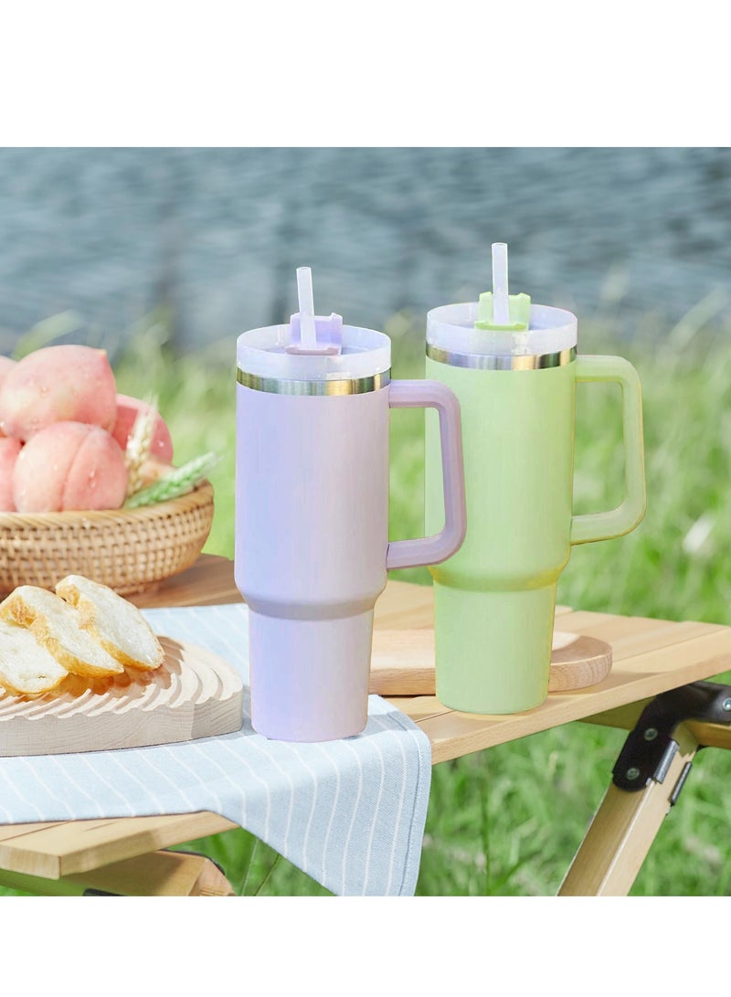 ROEIEIS Tumbler 40 oz with Handle and Straw Lid, 1200mlStainless Steel Vacuum Insulated Tumblers, Reusable Travel Water Bottle, Large Capacity Car Cupfor Water, Iced Tea, Coffee, Smoothie, Matcha Cream - Image 4