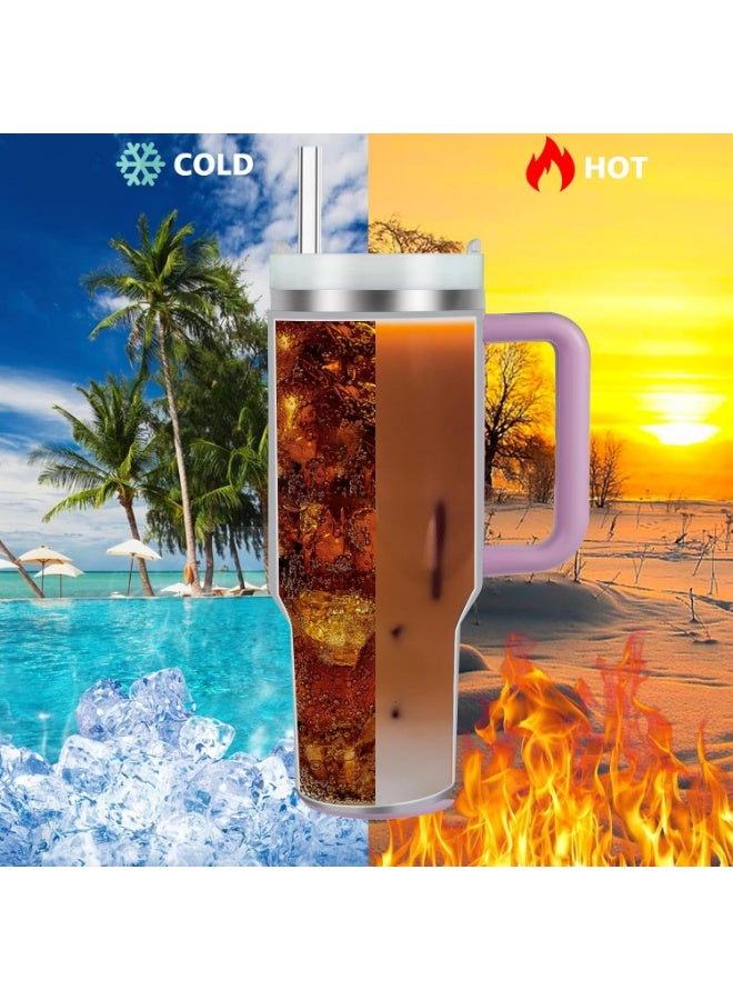 ROEIEIS Tumbler 40 oz with Handle and Straw Lid, 1200mlStainless Steel Vacuum Insulated Tumblers, Reusable Travel Water Bottle, Large Capacity Car Cupfor Water, Iced Tea, Coffee, Smoothie, Matcha Cream - Image 5