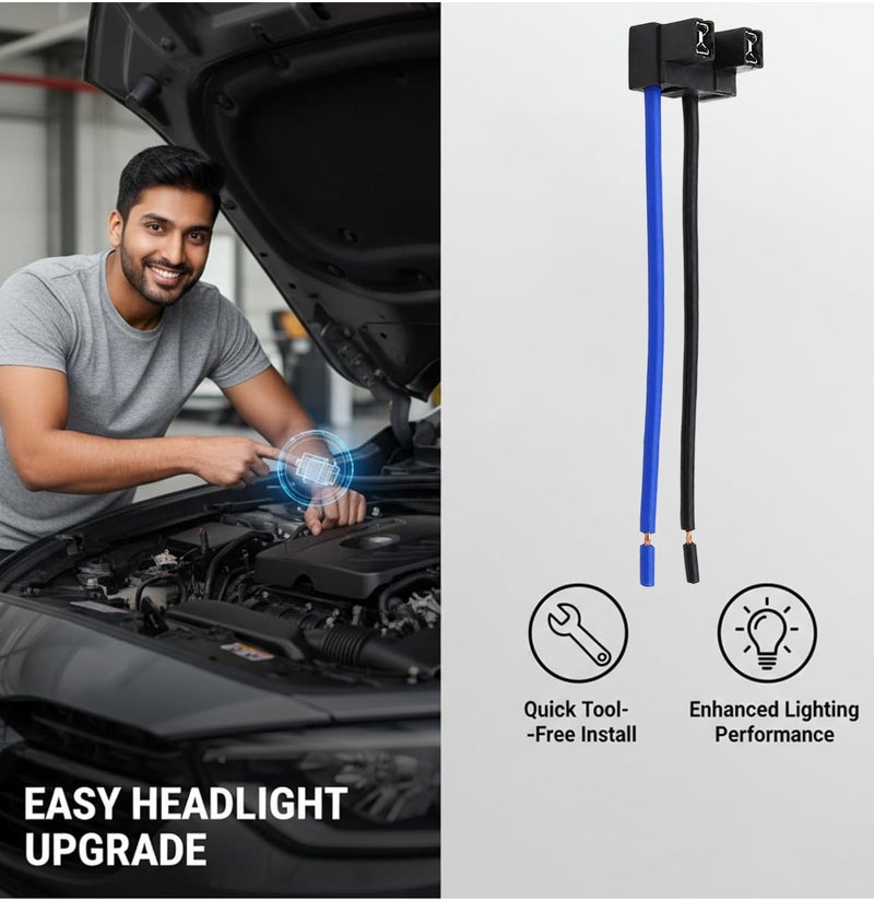 2PCS H4 Headlight Wiring Harness Adapter Socket Connector Plug, Ceramic Headlamp Extension Wire Cable, Heat Resistant Waterproof Dustproof Heavy Duty Replacement Connector for LED Halogen Bulbs Cars SUVs Trucks Universal Fit - Image 5