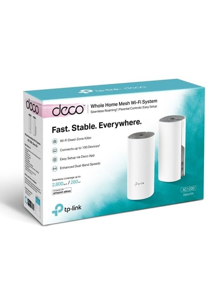 تي بي لينك نظام واي فاي ميسح المنزل الكامل TP-Link Deco E4 (عبوة 2) ، سلس وسريع (AC1200) للمنزل الكبير ، يعمل مع أمازون إيكو / أليكسا ، بديل لجهاز التوجيه ومعزز الواي فاي ، تحكم الوالدين - Image 4