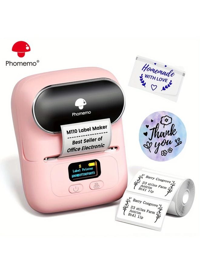 Phomemo M110 Pink Portable Wireless Thermal Label Printer With 100 Labels - Image 1