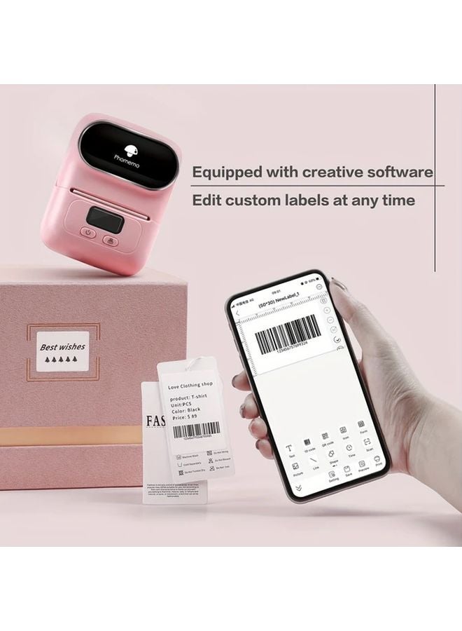 Phomemo M110 Pink Portable Wireless Thermal Label Printer With 100 Labels - Image 5