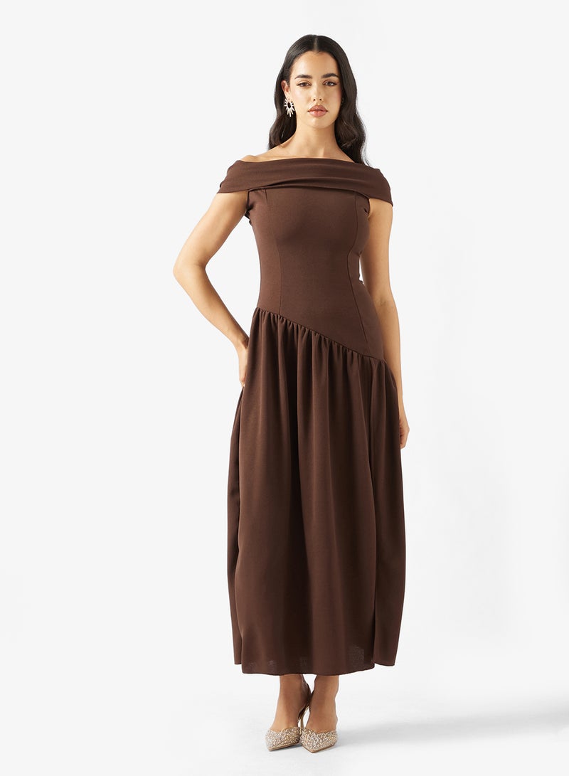 Ginger Off Shoulder Drop Waist Dress with Slit - Image 4