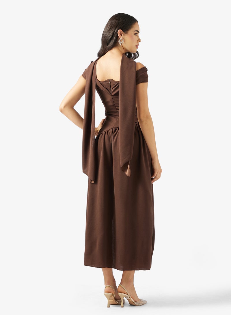 Ginger Off Shoulder Drop Waist Dress with Slit - Image 2