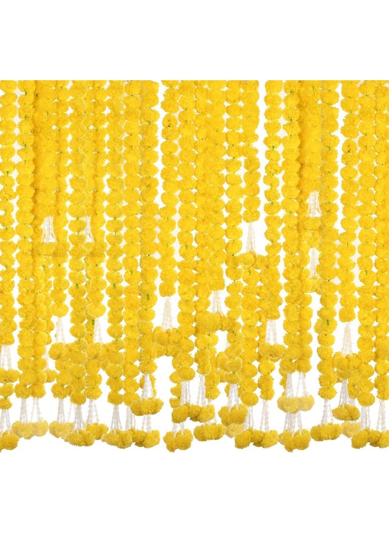 The Decor Affair The Decor Affair Artificial Marigold Gajara Jasmine Garlands For Indian Wedding Decorations White Gajara Strings 45 feet long for Diwali and Traditional Function Event Decor Set of 5 