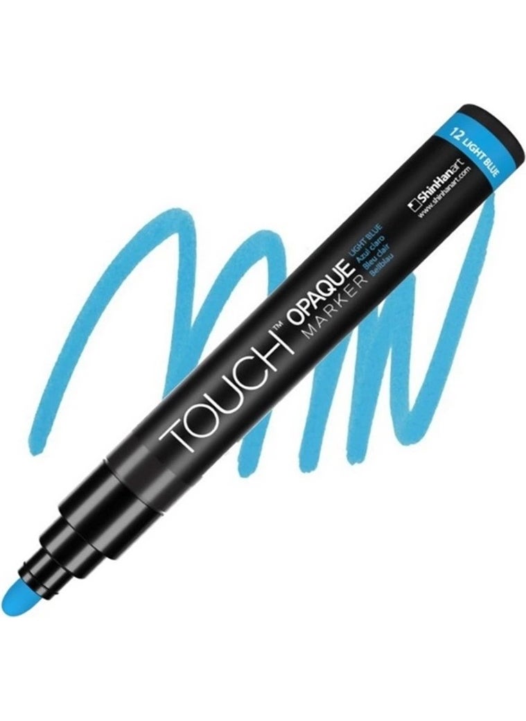 Touch - Opaque Water Based Marker Pen 1.5-2.3mm - Medium Pack Light Blue 12 - SH8613003-2021 - Image 1