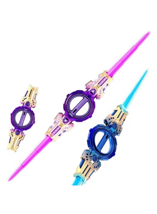 Dual Blades Lightsaber Toy, Fire Whirl Double-Edged Sword with Colorful Flashing Mode - Image 1