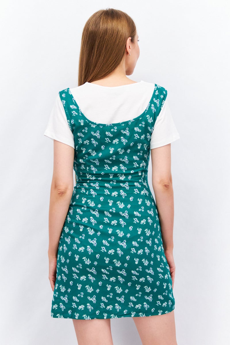 Asos Design Women 2 Piece Mini Dress With T-Shirt, Green - Image 3