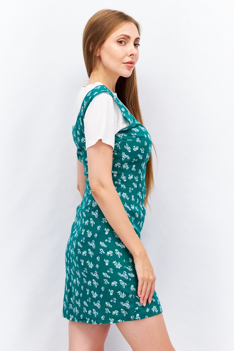 Asos Design Women 2 Piece Mini Dress With T-Shirt, Green - Image 2