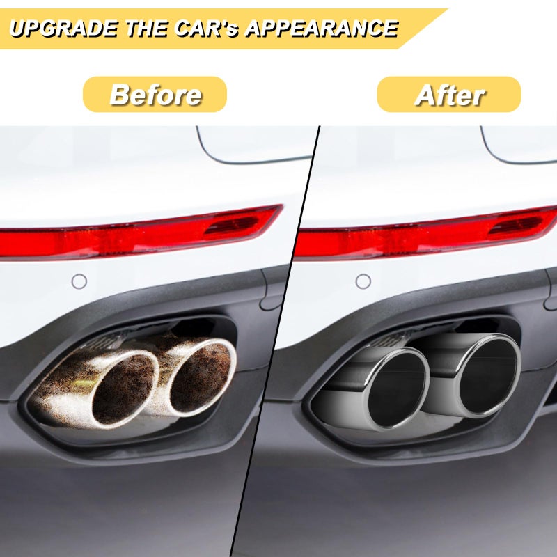 Vurkcy 2.5 inch Inlet Exhaust Tip, 3" Outlet 6" Overall Length Stainless Steel Exhaust Tail Pipe, Clamp-On, Rolled Edge, Slant Sleek Angle Cut, Polished Tailpipe, Silvery - Image 5