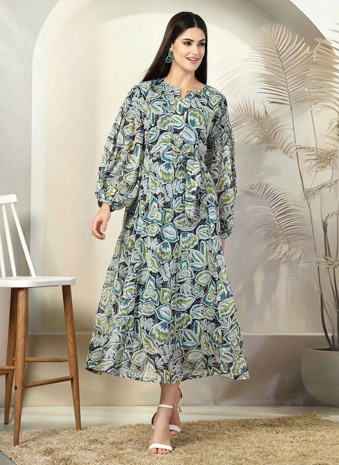 PlusS Floral Printed Maxi Dress for Women - Image 1