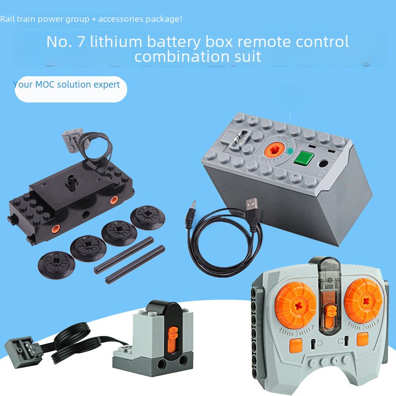 Cross-border MOC modification kit city series electric remote control freight train train assembly building blocks(Train motor wheel) - Image 3