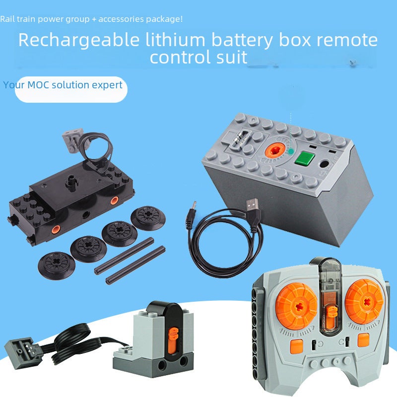 Cross-border MOC modification kit city series electric remote control freight train train assembly building blocks(Train motor wheel) - Image 2
