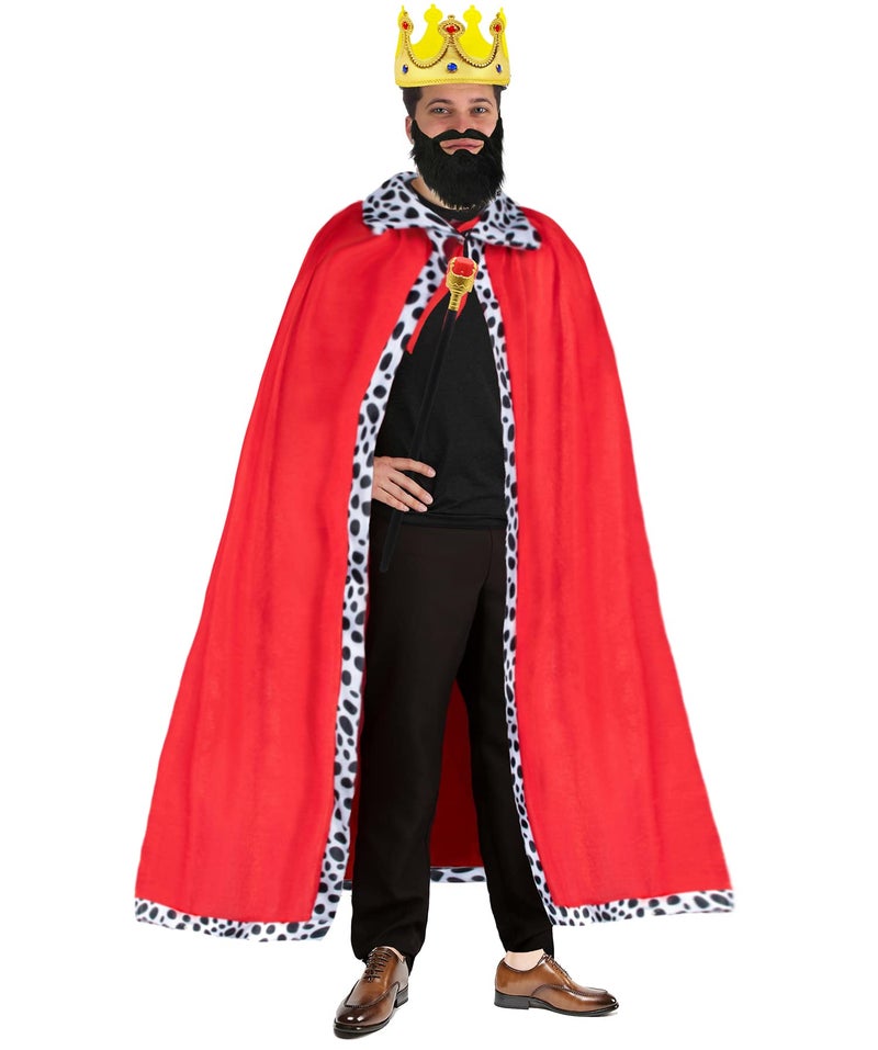 TOGROP King Costume For Aldult Robe Crown Scepter Set Mens Royal Prince Cape Dress Up Cosplay - Image 2