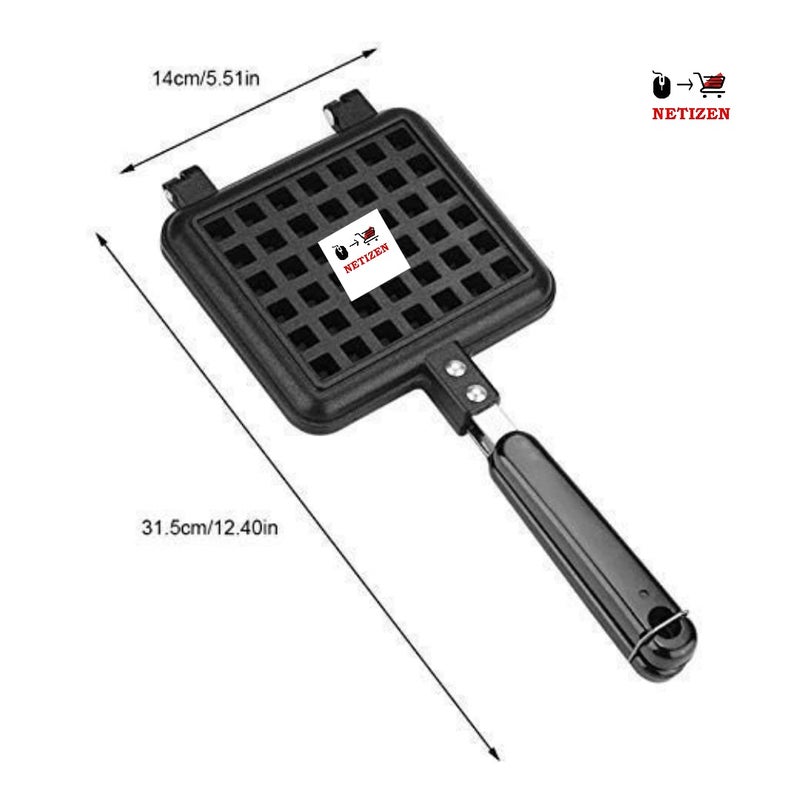NETIZEN Non Stick Non Electric Cast Iron Waffle Maker for Home mini waffle maker mini waffle maker for home waffle maker gas Black Pack of 1 Waffle Maker - Image 5