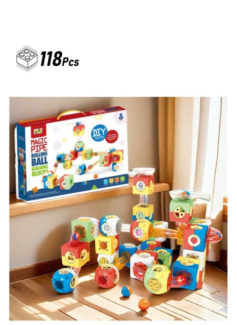 Magnetic Toys Building Block Set With Storage Box,Stacking Blocks 118 PCS,Early Educational Building Toys Set