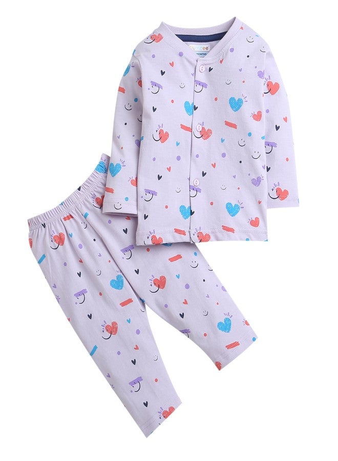 BUMZEE Lavender Baby Girls Full Sleeves Jabla & Pyjama Set Age - 0-3 Months (Peb9117B-lvd) - Image 1