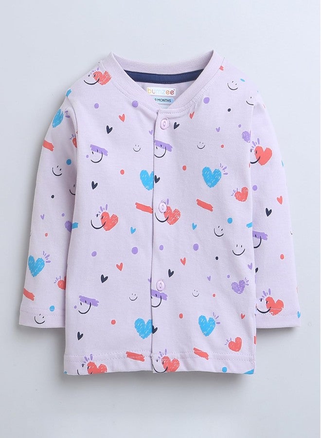 BUMZEE Lavender Baby Girls Full Sleeves Jabla & Pyjama Set Age - 0-3 Months (Peb9117B-lvd) - Image 2