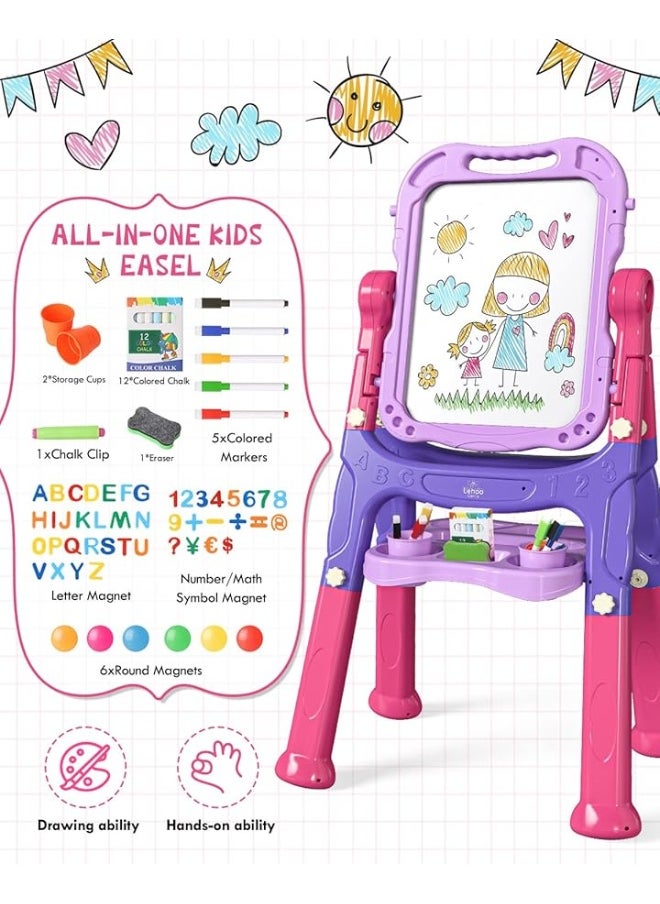 Lehoo Castle Easel for Kids, 4 in 1 Double Sided Kids Art Easel with Magnetic White Board & Chalk Board, Adjustable Standing Toddler Easel with Drawing & Writing Accessories - Gift for Boys and Girls - pzsku/ZA4AB0D36646702EAD73DZ/45/_/1729417127/fd65e116-1002-494c-bf35-99d661237064