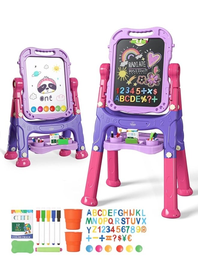 Lehoo Castle Easel for Kids, 4 in 1 Double Sided Kids Art Easel with Magnetic White Board & Chalk Board, Adjustable Standing Toddler Easel with Drawing & Writing Accessories - Gift for Boys and Girls - pzsku/ZA4AB0D36646702EAD73DZ/45/_/1729417129/3ce40760-cae2-4d37-a946-aeb3951c2ba7