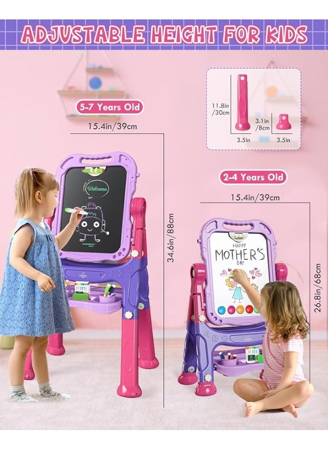 Lehoo Castle Easel for Kids, 4 in 1 Double Sided Kids Art Easel with Magnetic White Board & Chalk Board, Adjustable Standing Toddler Easel with Drawing & Writing Accessories - Gift for Boys and Girls - pzsku/ZA4AB0D36646702EAD73DZ/45/_/1729417130/f39f59f2-e569-43fa-9307-606e97666985