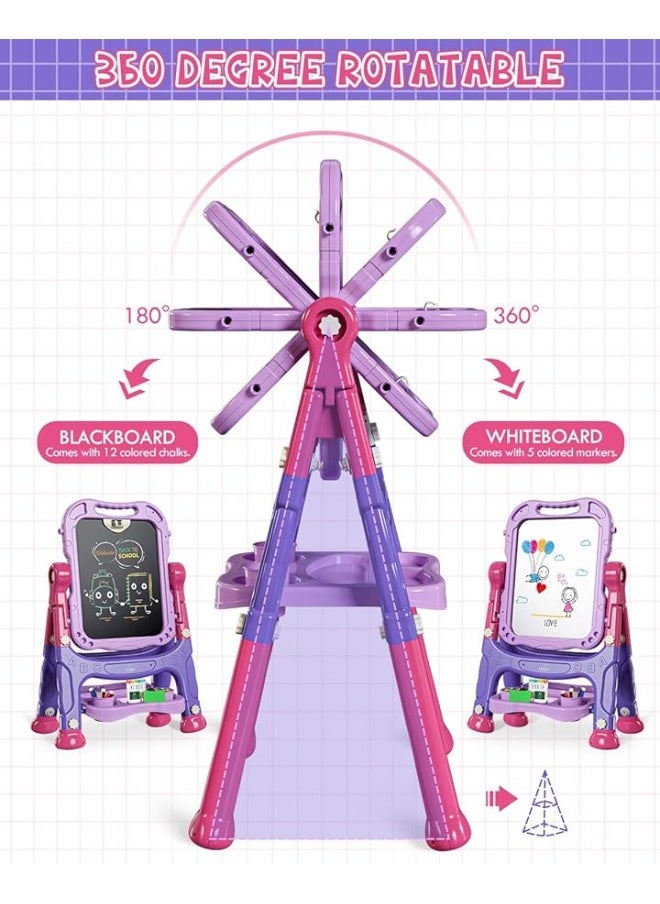 Lehoo Castle Easel for Kids, 4 in 1 Double Sided Kids Art Easel with Magnetic White Board & Chalk Board, Adjustable Standing Toddler Easel with Drawing & Writing Accessories - Gift for Boys and Girls - pzsku/ZA4AB0D36646702EAD73DZ/45/_/1729417131/44fd7429-39ae-4339-96d9-1d3017ed7b4f